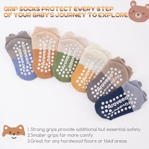 image for Aroveea Baby Toddler Socks Grip Non Slip Boys Girls Cotton 12 Pack for