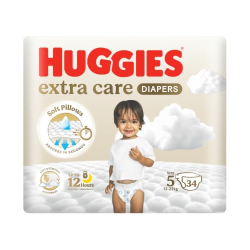 Huggies Extra Care Baby Diapers Size 5 (12-22 kg) Value Pack 34 Diapers