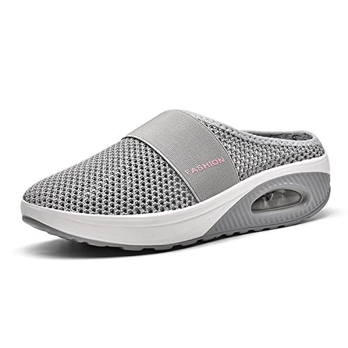 ydscsci Femmes à coussin d'air Mesh respirant pantoufles léger anti - dérapant absorption des chocs marche Fitness Outdoor mocassins Gris clair Taille EU36 Cover