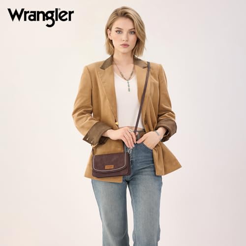 Image of Wrangler Small Crossbody Bag for Women, RFID Blocking Wallet Purse with Adjustable Strap, Multi-Compartment Shoulder Handbag
