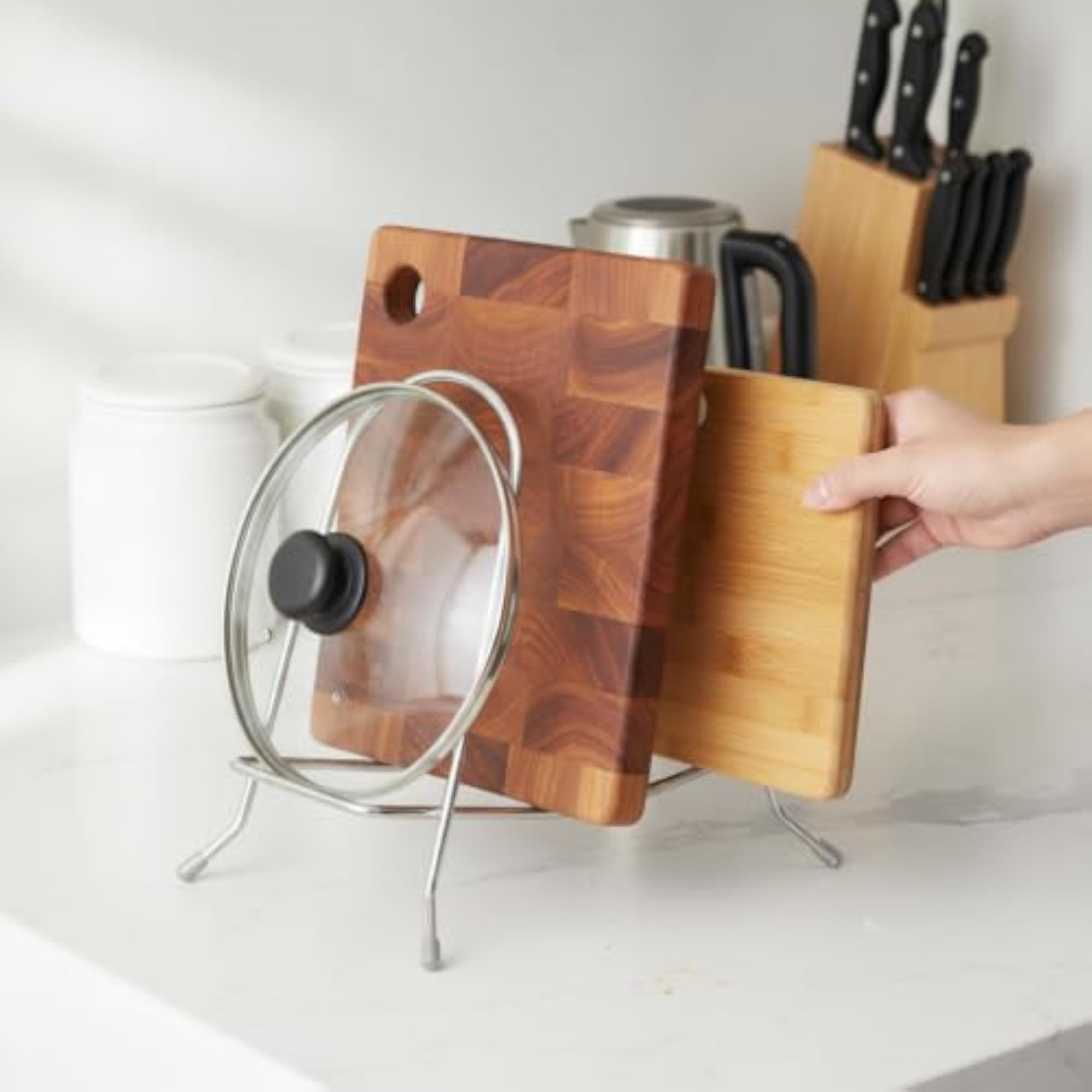 Stainless Steel Pot Lid & Cutting Board Holder