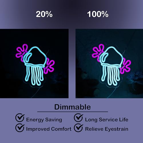Image of Jellyfish Neon Sign Medusa Neon Light Jellyfish LED Neon Light Up Sign for Room Decor Ocean Style Room Wall Art 10.7 inchx11.4 inch