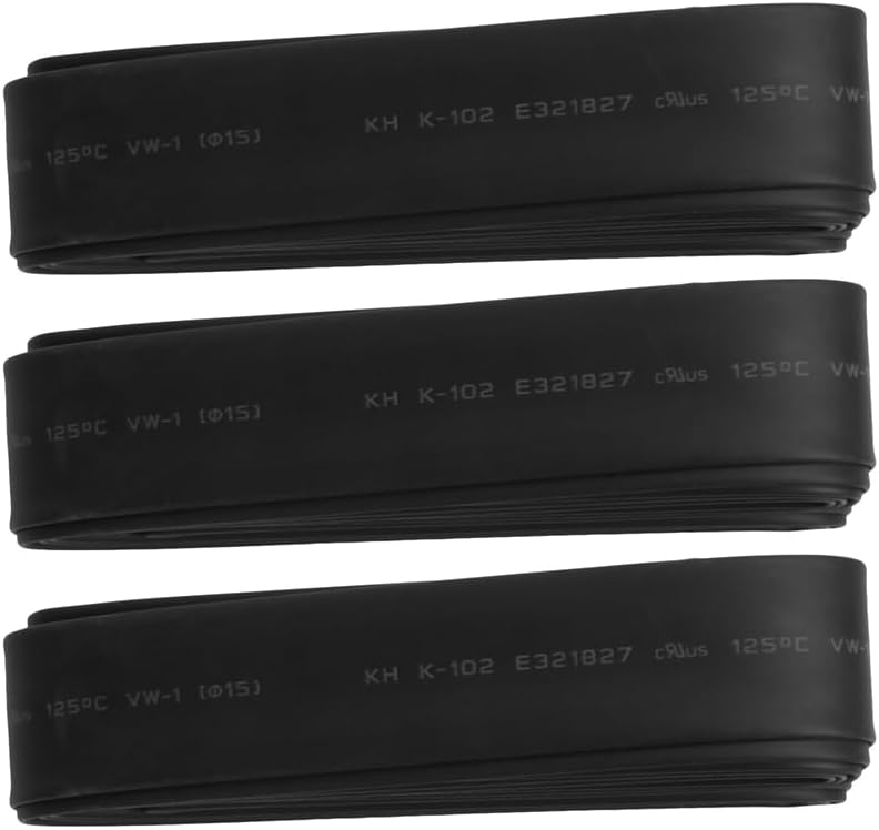 3Roll 9.8Ft 15Mm Dia Power Cable Connection Sleeve Heat Shrink Tubing Tube - (Color: black)