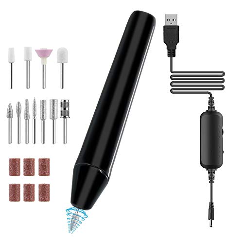 Electric Nail Drill, USB Nail File Machine for Acrylic Nails, Portable Manicure Pedicure Polishing Tool Efile Nail Supplies with Nail Drill Bits Set for Home and Salon Use