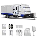 NEVERLAND RV Cover, Upgraded Waterproof Camper Cover, 300D Heavy Duty Class A Travel Trailer Cover 27-30ft, Anti-UV & Rip-Stop with Tongue Jack Cover, Gutter Covers, Repair Patches and 4 Tire Covers