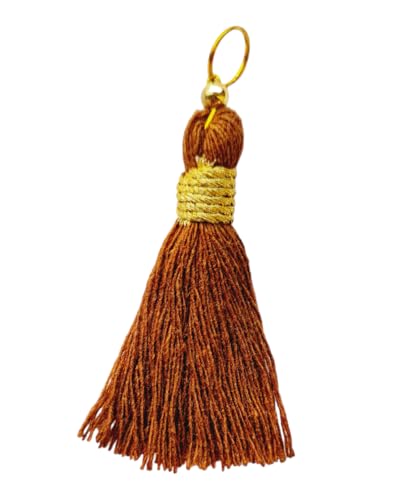 Image of Zippy Flora Micro 1.5 inch Length Cotton Handmade Tassels for Saree /Blouse /Dupatta /DIY /Decor (Pack of 12) (Chocolate Brown)
