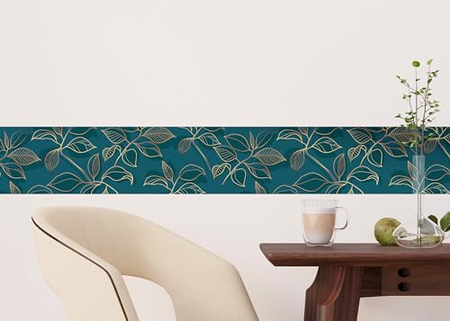 AG Design Selbstklebende Bordüre Blätter, AWB 8404 | Wasserfest Dekoration für Wände, Möbel, Tapeten, Wandverkleidungen und Türen, Folie, Mehrfarbig | Breite 500 cm x Höhe 13.8 cm
