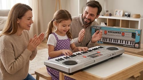 Image of Mega Music Station 61 Keys Electronic Keyboard Piano for Kids with MP3, USB Input, LED Display, Built-in Speakers, Demo Songs, Tones & Rhythms | Musical Keyboard for Beginners Boys & Girls