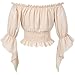 Womens Renaissance Victorian Peasant Shirt Pirate Blouse Cosplay Costume Bell Sleeve Tops(BG M) Beige