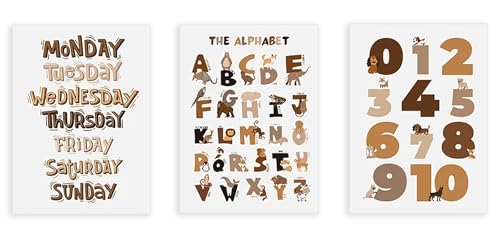 Affiche alphabet et animaux pour chambre d'enfant : toile éducative non encadrée