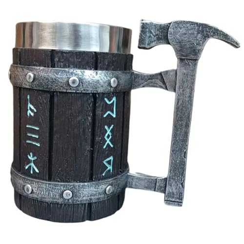 HOLIDYOYO Taza De Cerveza Vintage De Acero Inoxidable Diseño De Barril Para Bebidas Frías y Café Para Hogar y Celebraciones