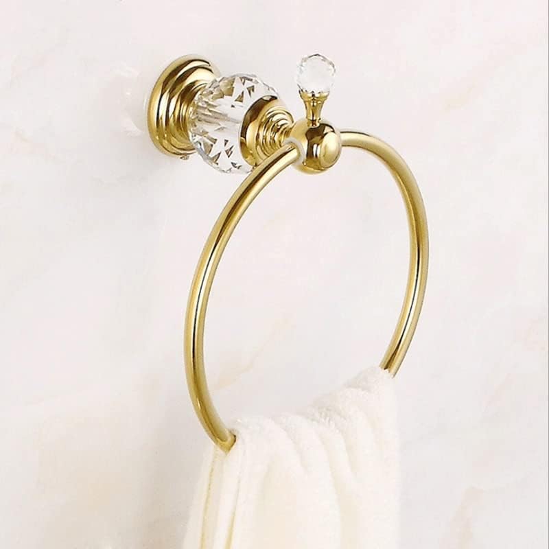 LSLYTQ Towel Rings, Luxury Crystal Brass Gold Towel Ring, Towel Holder, Bath Towel Bar, Bathroom Accessories Home Decoration
