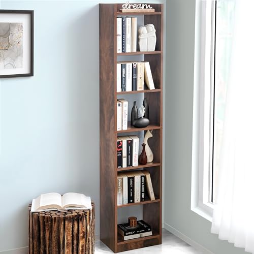 ABOUT SPACE Book Shelf for Home - 6 Tier Cube Book Shelves, Engineered Wood Book Rack for Study Room, Book Organizer Stand for Library, Bedroom, Living Room, Office (L 33 x B 24 x H 178.5cm -Walnut)