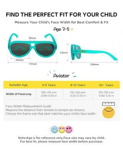 Image of SMILEYWORLD Kids Sunglasses for Boys Girls Age 3-12 UV400 Protection Sunglasses, Flexible Lightweight Shades