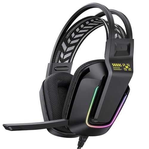 Casque de jeu filaire anti-douleur d'oreille avec micro pour PC