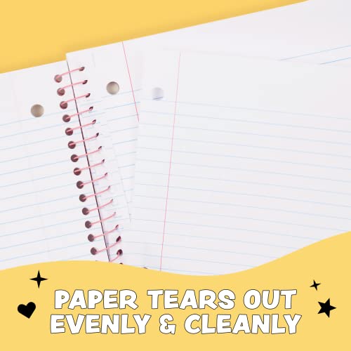 Yoobi College Ruled Spiral Notebook Set — Bulk 6-Pack Of 1 Subject Notebooks, Ice Cream, Palm Leaves & Flamingo Designs — 100 Perforated 3-Hole Punched Sheets, For School, Office & Home — 10.5” X 8” #TOP2