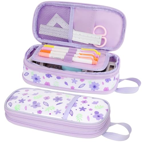 Image of Cute Kids Pencil Case - Girls Pen Pouch Large School Organizer | Pen Bag & Smooth Zipper, Multi-Slot Storage, Mesh Pocket, 900D Water Resistent, Giftable School Supplies, Purple Unicorn