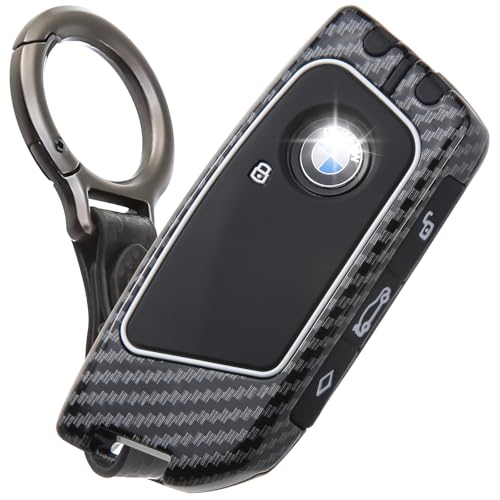 HOUTIAN Carbon Fiber Pattern Key Fob Cover for BMW
