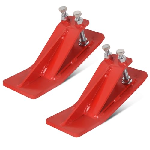 LFGUD Tractor Bucket Protector, 2Pcs Ski Edge Protector (Upgraded Version), Heavy Duty Turf Tamer Skid Protector with Double Lock Nuts and Bolts for Snow Leaves Removal Spreading Gravel, Red