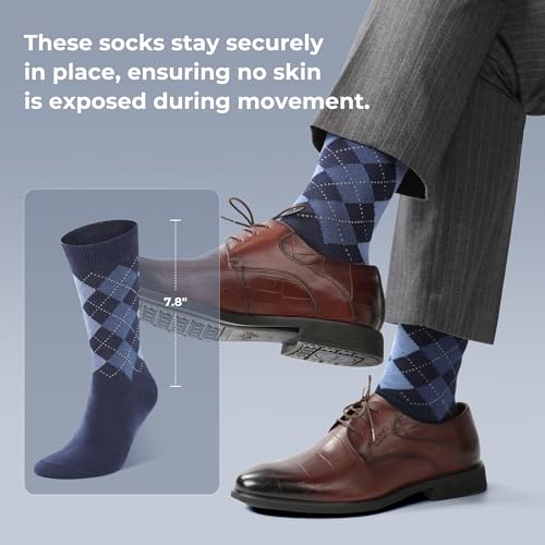 Image of BAMBOO COOL Men's Crew Socks Bamboo Viscose Breathable Rib Dress Socks For Men, Casual Lightweight Comfort 6 Pack