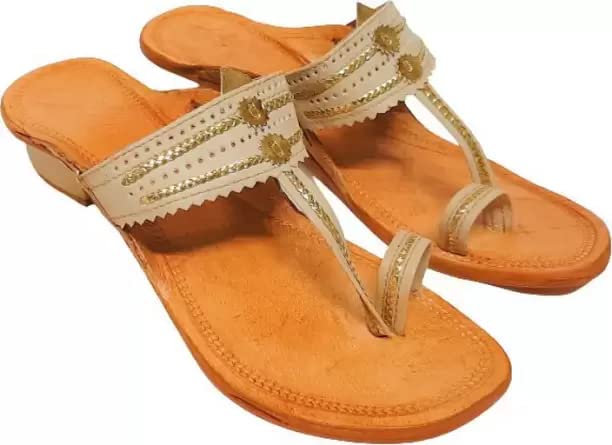 GenericEthnicVibes Women's Kolhapuri Soft Leather Chappal Ethnic Indian Jutti Khussa ST1422 Flat Shoes US Size 6-11, Ht 15, 9