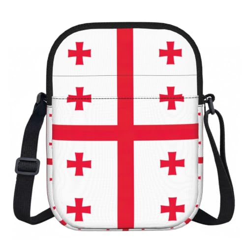 Image of Flag Of Georgia Print Adjustable Strap Oxford Sling Bag, Small Water-Resistant Crossbody Purse For Travel