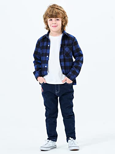 Image of OCHENTA Men's & Boys Flannel Shirts Button Down Long Sleeve Plaid Shirt Family Matching Outfits