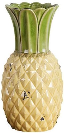 Amazon Co Jp ノルディックパイナップル彫刻セラミック工芸品の装飾品家の装飾ダイニングテーブル花の配置花瓶 颜色 Yellow 尺寸 S ホーム キッチン