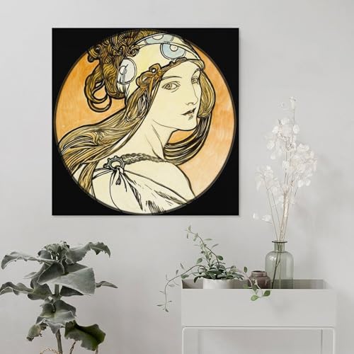 Impression sur toile Alphonse Mucha de 60x60 cm pour decoration