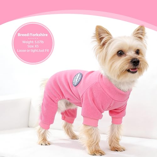 Dog Sweater Dog Pajamas for Small Dogs Girl Boy Winter Warm Soft Puppy Pjs Stretchy Jumpsuit Doggie Pet Clothes Outfits XXS~L (Rose, XX-Small) - Image 3