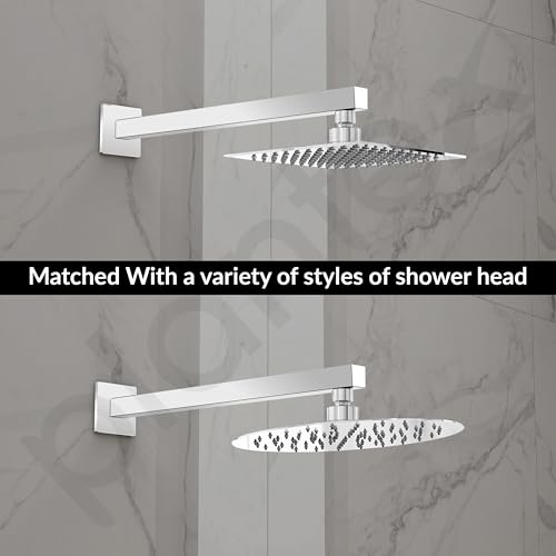 Image of Plantex 14-Inch Shower Arm for Overhead Shower /Stainless Steel Shower Pipe /Wall Mount Bathroom Fitting with -Inch Thread - Pack of 1 (Chrome)