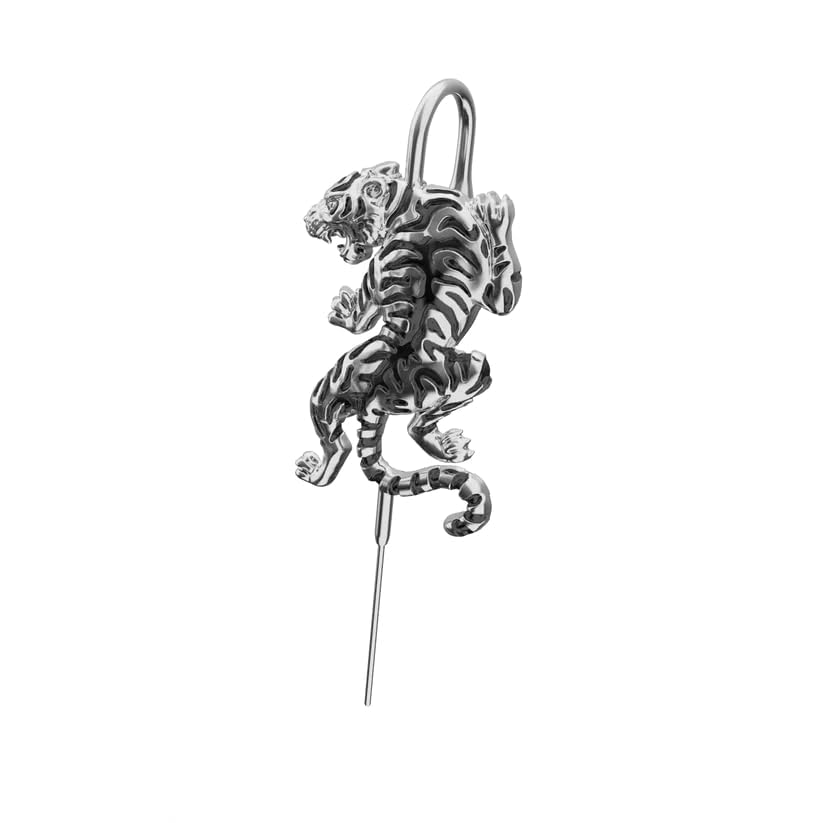 the men thing POUNCE TIGER - Pure Titanium Steel Ear Crawler Hook Pin Cuff Earrings for Men & Boys-picture-15