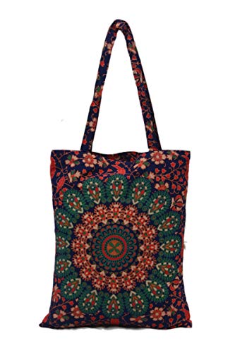Trade Star Mandala Indian Shopping Bag, Bolsa de algodón Bohemio, Bolso Floral para Mujeres, Bolsa de Playa étnica, Bolsa de Hombro Multicolor Cover