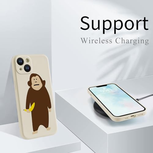 Wihytec Funny Monkey Phone Case for iPhone 11 Cute Monkey Banana Case Cover Liquid Silicone Soft Gel Rubber Durable Matt Phone Cover with Microfiber Lining - Image 5