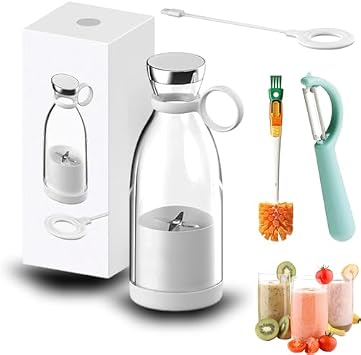 2025 Upgraded Portable Smoothie Blender, 350ml blenders for smoothies, 2 In1 blenders and bottle with Stainless Steel Blades for Shakes and Smoothies White
