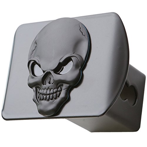Lfparts 100% Metal Skull 3D Emblem Trailer Hitch Cover Fits 2" Receivers (Black On Black) #TOP30