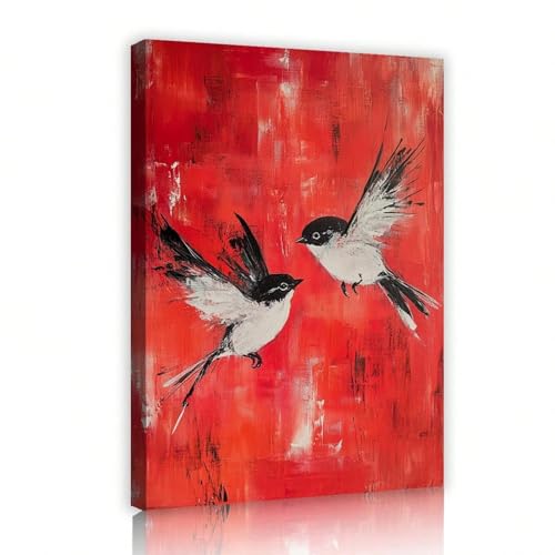 Peintures murales sur toile d'oiseaux 21x30cm colorées pour chambre