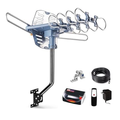 2025 Long Range Outdoor TV Antenna for Smart TV - Digital UHF VHF Free Local Channels, Ultra HD 4K 1080p ATSC 3.0 Antenna, Support 2 TVs, Complete Set Ease Installation with Mounting Pole