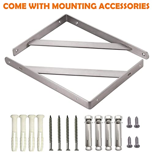 Cuzurluv Shelf Bracket, 14” Max Load: 550 Lb Heavy Duty Stainless Steel Bracket For Table Bench, Space Saving Diy Bracket, Pack Of 2 #TOP6