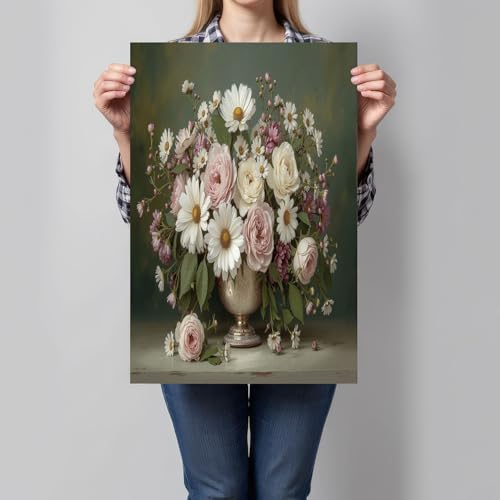 Lienzo de flores sin marco 70x100cm en tonos marrones para salón y baño