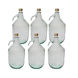 DIAH DO IT AT HOME 6 x 5 litros grandes de vidrio con tapas de rosca a prueba de fugas, recipientes de fermentación reutilizables Demijohn para vino casero, sidra dura, licores y almacenamiento de
