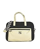 Genérico Caminatta Cartera de Documentos Twist Negro para Mujer, Bolso de Nylon y PU con Cremallera, 27x39x9 cm