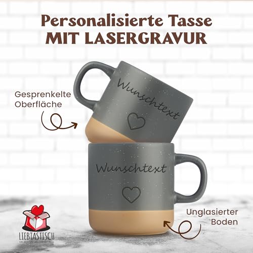 LIEBTASTISCH Kaffeebecher mit Lasergravur – Keramik Steingut Kaffeetasse, personalisierte Tasse für Kaffee, Tee – Lieblingsmensch Geschenk… – Ansicht 2