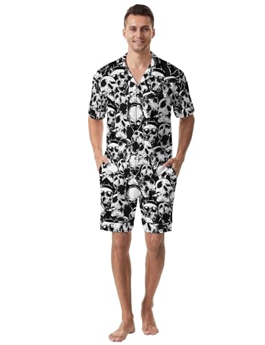 Men's Pajama Sets 2PCS Sleepwear Short Sleeve Pajamas Sets Button Down Loungewear Set Soft Nightgown Pjs Sets3