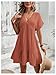 SOLY HUX Women's V Neck Short Sleeve Ruffle Hem Dress Loose Short Smock Dresses Plain Redwood Medium