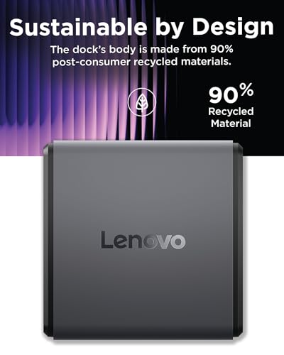 Image of Lenovo GaN Charging Dock, Multiport Docking Station w / 60W PD, HDMI, USB-C, USB-A, Micro SD, Power Adapter & Dock in One, Compact Design, Sustainable Materials, Home Office Gaming Dock Stand Console