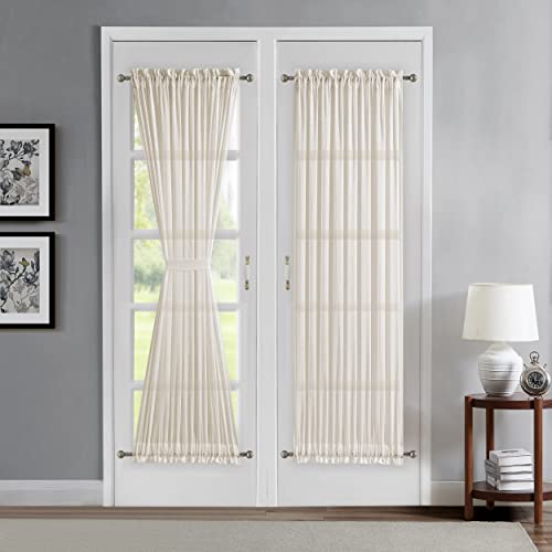 Warm Home Designs Sheer Beige French Door Curtains Set of