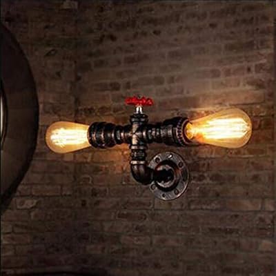 BYSUN Retro Wall lamp Retro Industrial Steampunk Wall Sconce, 2 Lights Metal Water Pipe Style Wall Mounted Lamp Light… 41R6L57zZ+L. SS400