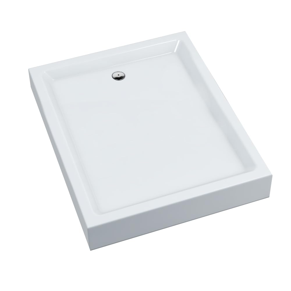 Sellon24 Plato de ducha | Plato de ducha | Con patas de soporte | Acrílico sanitario | Antibacteriano | Reforzado en resina | Montaje en suelo | Blanco | Rectangular | 80 x 120 cm | Altura de