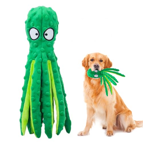 ENZZROA Squeaky Dog Toys - Octopus Plush Crinkle Toys with No Stuffing, Durable Interactive Pet Toys for Small, Medium & Large Dogs, Great for Teething and Play(1PCAK Plush Octopus)